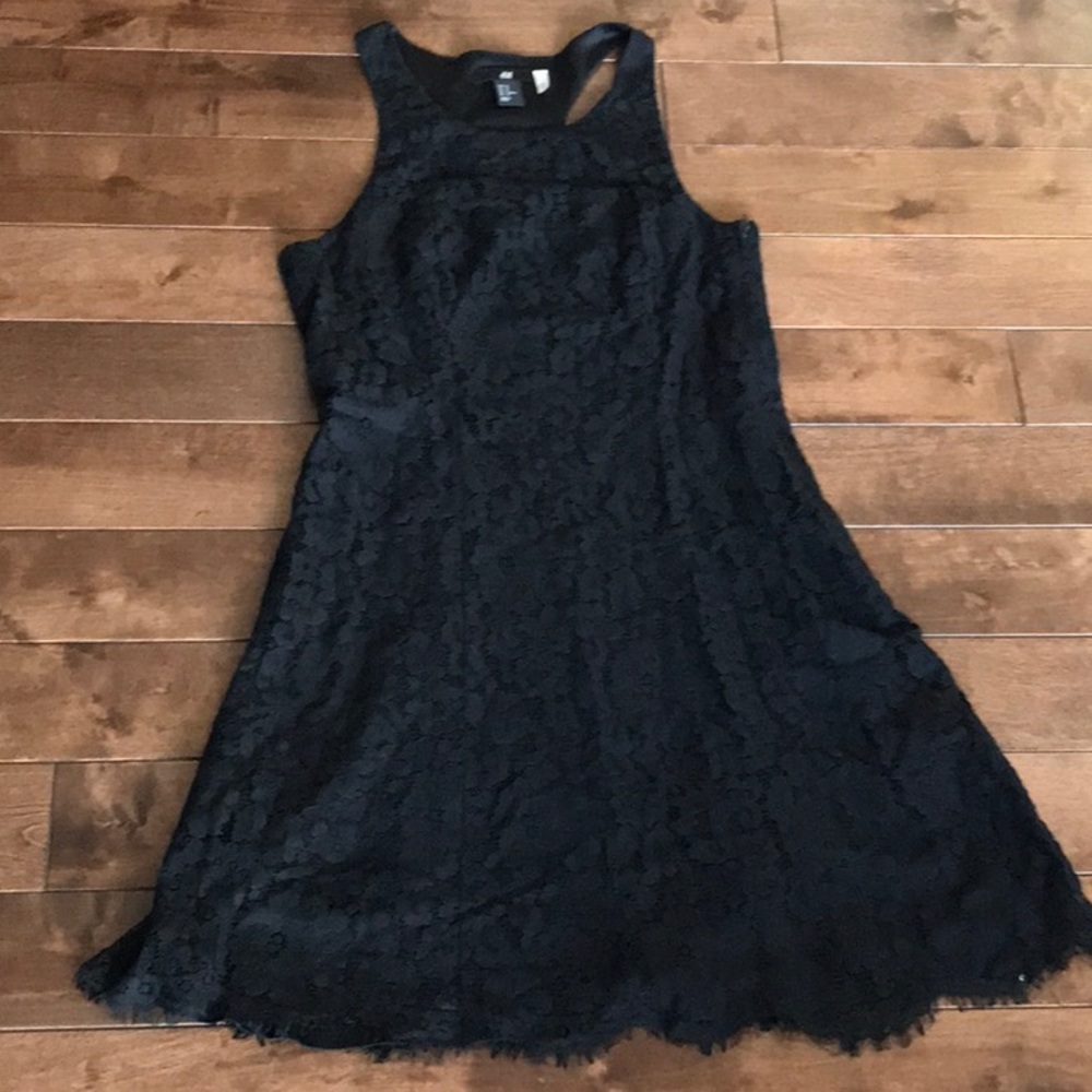 H&M Lace Dress-Black-Size 10